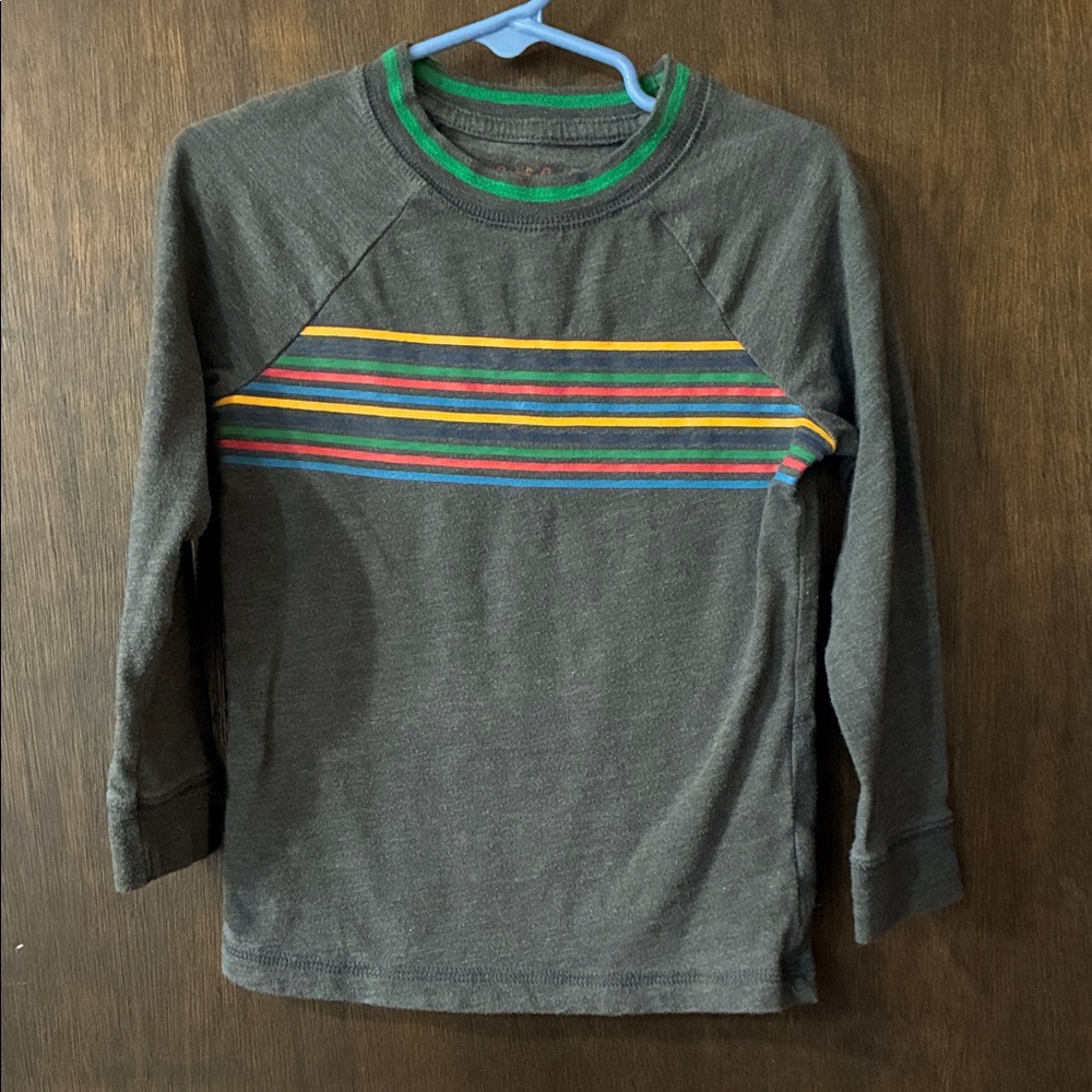 *3/$10* Cat & Jack Charcoal Long Sleeve Tee with Colorful Stripes